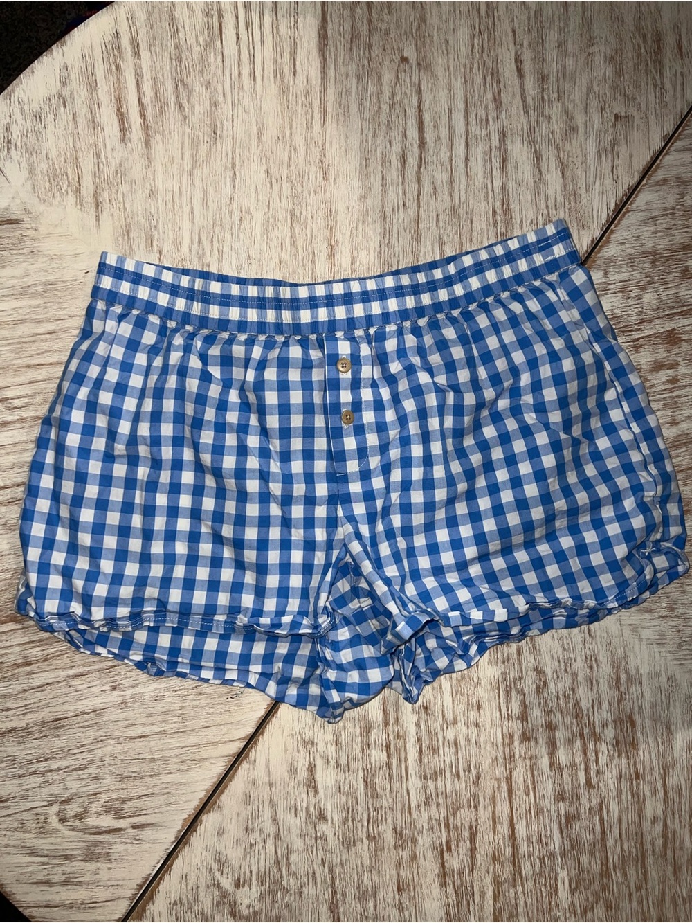 Blue Gingham Women’s Cotton Boxer Shorts